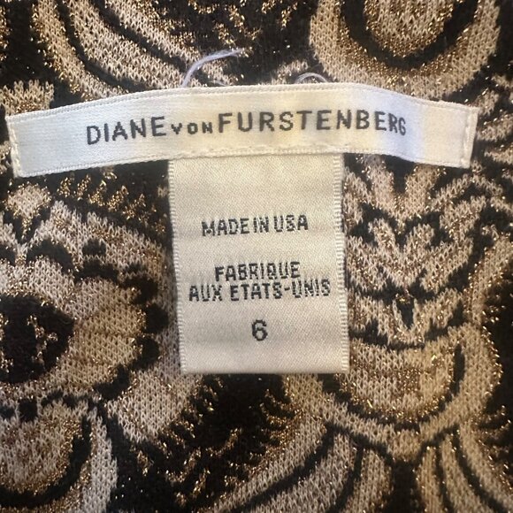 Diane Von Furstenberg 6 wool blend printed patter mini skirt black gold y2k mini - Picture 5 of 7